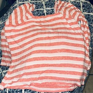 Lane Bryant Coral and White Striped Tunic Top